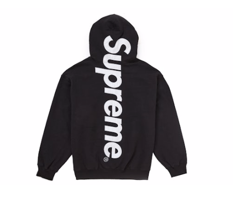 Supreme Satin Applique Hoodie FW24 Schwarz